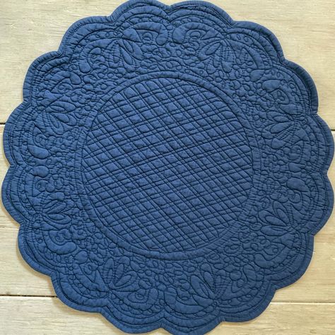 PRICES MAY VARY. FRENCH COUNTRY STYLE: Our boutis style quilted placemats feature a delicate, detailed scalloped border that will frame your plates beautifully. They look great on any surface, but they are especially appreciated by our customers with round or small tables! SIZE: Placemat measures 15 in diameter. 1 placemat is included. CARE INSTRUCTIONS: Machine wash, cold, gentle. Drip dry. Made in India for the French Market. Amelie Michel is a small family owned business specializing in fine Blue Placemats, Quilted Placemats, Round Placemat, Place Mats Quilted, Scalloped Border, French Market, Square Tablecloth, French Country Style, Place Mats