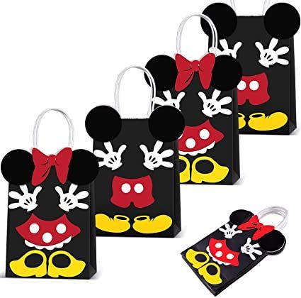 Minie Mouse Party, Candy Gift Bags, Mickey Mouse Bday, Minnie Mouse Theme Party, Mickey Mouse Themed Birthday Party, Mickey Theme, Mickey Mouse 1st Birthday, Bags For Kids, Mickey Mouse Clubhouse Birthday