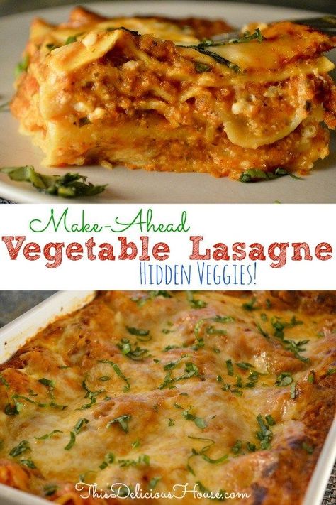 Veggie Lasagne, Vegetable Lasagne, Hidden Vegetables, Lasagne Recipes, Veggie Lasagna, Easy Vegetable, Hidden Veggies, Weeknight Dinner Recipe, Make Ahead Meals