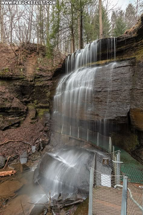 32 Must-See Roadside Waterfalls in Pennsylvania Buttermilk Falls Pennsylvania, Iceberg Activity, Pennsylvania Towns, Pa Aesthetic, Pennsylvania Waterfalls, Ohiopyle State Park, Buttermilk Falls, Planning Trips, Pennsylvania Travel