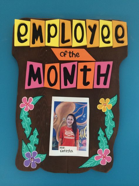 Employee of the month Employee Of The Month Bulletin Board, Staff Of The Month, Employee Of The Month Ideas, Employee Of The Month Board, Employee Of The Month Board Ideas, Employee Of The Month Poster, Office Wellbeing, Recognition Board, Office Bulletin Boards