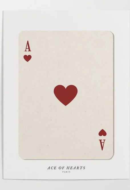 Ace Of Hearts Card Drawing, Ace Astethic, Ace Card Drawing, Ace Of Hearts Aesthetic, Ace Of Hearts Tattoo, Poker Aesthetic, Ace Of Hearts Card, Lithography Art, Playing Card Art