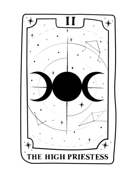 tarot card coloring page the sign priestess Blank Tarot Card Template, Tarot Template, Tarot Drawings, Dianic Witchcraft, Blank Card Template, Witchy Journal, Soul Awakening, Free Tarot Cards, The High Priestess