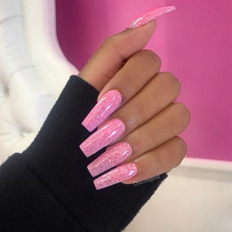 Pink Jelly Nails Acrylic, Jelly Nails Acrylic, Pedi Nails, Pink Jelly Nails, Pink Glitter Nails, Baddie Nails, Unique Acrylic Nails, Jelly Nails, Pink Nail