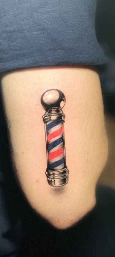 Barber Pole Tattoo, Straight Edge Tattoo, Barber Tattoo, Ribbon Tattoos, Barber Pole, Italian Charm Bracelet, Tatting, Cuff Bracelets, Charm Bracelet