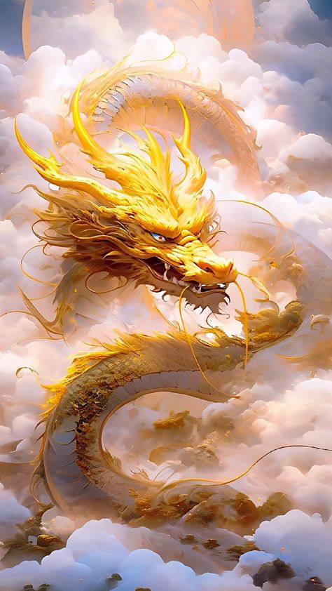 Chinese Dragon Drawing, Chinese Dragon Art, Eastern Dragon, Yellow Dragon, Dragon Artwork Fantasy, The Beauty Of Life, Canvas Art Projects, Golden Dragon, Beauty Of Life