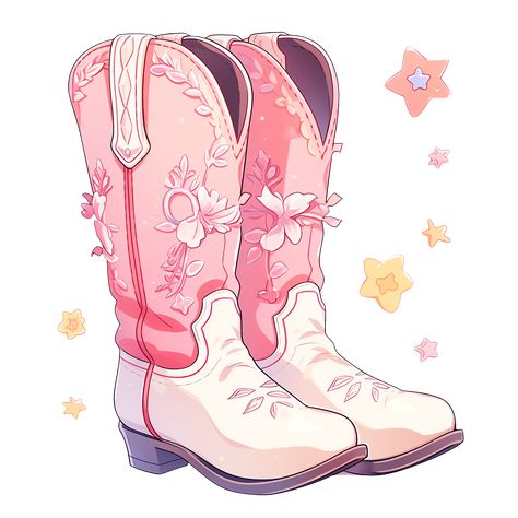 Cute Hot Pink Cowgirl Boots with Stars Sticker Cowgirl Boots Drawing, Hot Pink Cowgirl Boots, Boots With Stars, Pink Cowboy Boots, Pink Cowgirl Boots, Girl Cowboy Boots, Western Artwork, Pink Cowgirl, Pink Boots