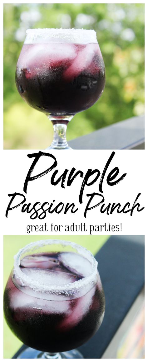 Easy Purple Drinks Alcohol, Purple Sangria Recipe, Purple Spiked Punch, Purple Party Food And Drinks, Bulk Party Drinks, Purple Party Punch Alcoholic, Purple Color Party Ideas, Purple Halloween Drinks Alcohol, Purple Jungle Juice