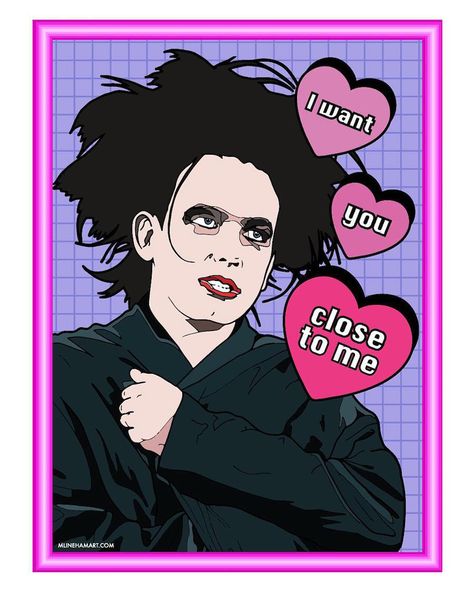 Robert Smith-themed Valentine by Matthew Lineham.   We’ve shared the work of New York-based artist Matthew Lineham previously on Dangerous Minds and I can personally vouch for the quality of his work. To say nothing of the reaction I’ve gotten from folks who have received one Lineham’s clever cards featuring images of 80’s horror movie slashers like Jason Voorhees or Re-Animator‘s deranged medical student, Herbert West. Though I’m not trying shove the faux “holiday” of Valentine’s Day down... Re Animator, 80's Music, Bad Romance, Robert Smith, My Funny Valentine, Rock N’roll, Weird Things, Love Days, Modern Love