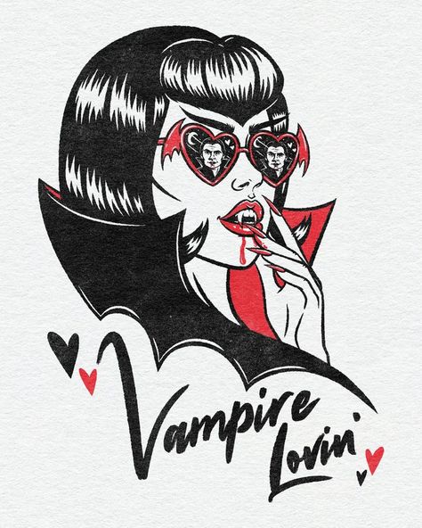 Jenny Richardson, American Traditional Tattoo Ideas, Traditional Tattoo Ideas, Spooky Tattoos, Vampire Art, Retro Horror, Goth Art, My Funny Valentine, American Traditional Tattoo