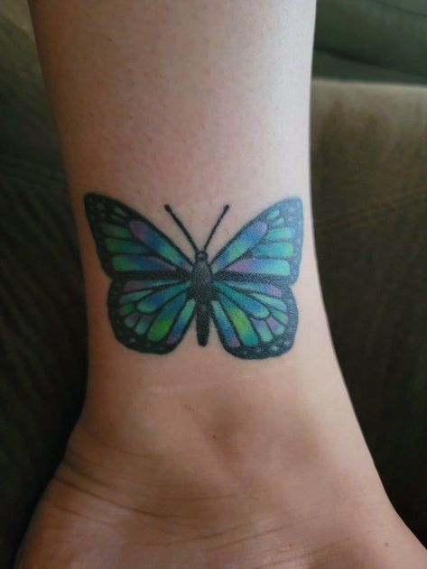 Glass Butterfly Tattoo, Picture Design Ideas, Etsy Tattoo, Fingerprint Tattoos, Purple Butterfly Tattoo, Mirror Tattoos, Butterfly Tattoos Images, 3d Butterfly Tattoo, Blue Butterfly Tattoo