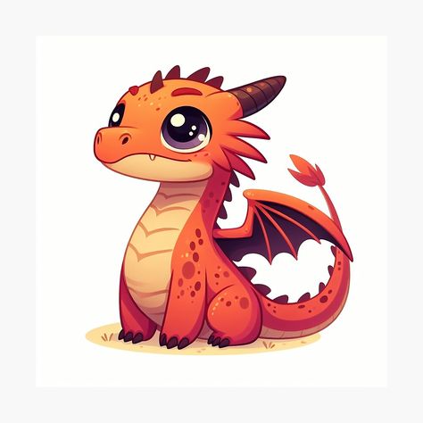 Get my art printed on awesome products. Support me at Redbubble #RBandME: https://www.redbubble.com/i/photographic-print/Whimsical-Dragon-by-TheRhysWyrill/160228071.6Q0TX?asc=u Dragon Cute Drawing, Dragon Cartoon Cute, Dragon Moodboard, Simple Dragon, Whimsical Dragon, Kawaii Dragon, Cute Baby Dragon, Chibi Dragon, Dragon Cartoon