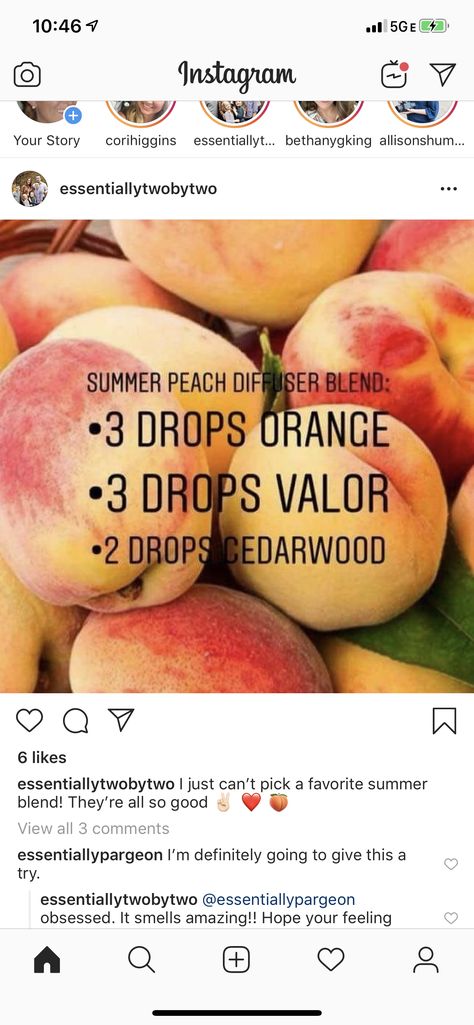 Peach Essential Oil Blend, Young Living Diffuser Recipes, Summer Diffuser Blends, Candle Blends, Young Living Diffuser, Natural Beauty Recipes, Diffuser Blend, Diffuser Recipes, Essential Oil Diffuser Blends