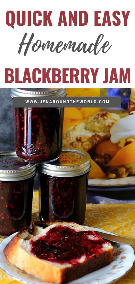 How To Make Blackberry Jam Easy, Recipe For Blackberry Jam, Canned Blackberry Jam, Blackberry Jam Canning Recipe, Blackberry Freezer Jam Easy, Blackberry Jam Recipe Easy, Frozen Blackberry Recipes, Fresh Blackberry Recipes, Blackberries Recipes