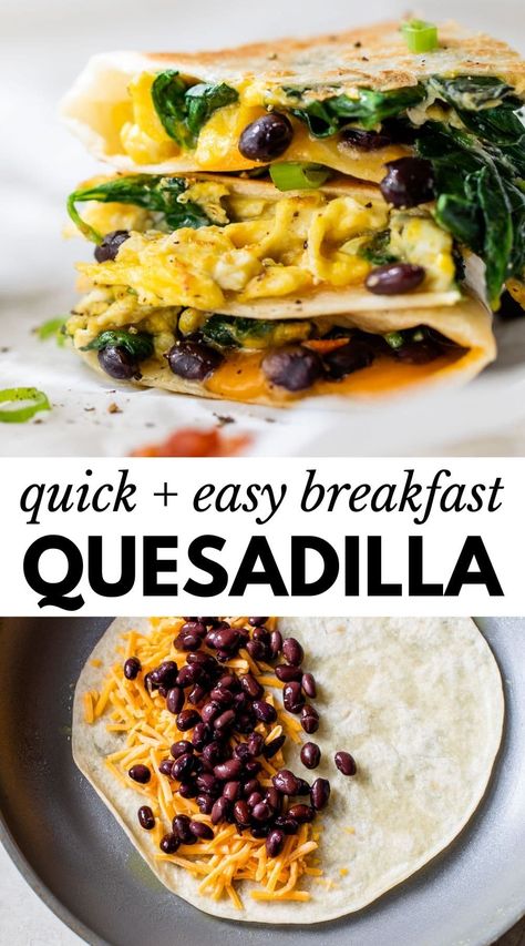 Easy Breakfast Quesadilla, High Protein Vegetarian Breakfast, Breakfast Quesadilla Recipes, Vegetarian Recipes For Beginners, Beans And Cheese, Healthy High Protein Breakfast, Mediterranean Recipes Healthy, Breakfast Quesadilla, Veggie Breakfast