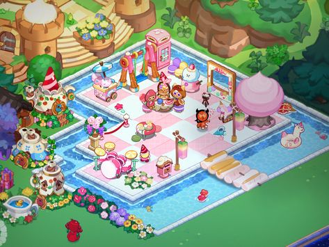 Pink Cookie Run Kingdom Layout, Cookie Kingdom Layout, Cookie Run Kingdom Spring Layout, Cookierun Kingdom Layout, Cookie Run Kingdom Production Layout, Crk Builds, Cookie Run Kingdom Amusement Park, Crk Ideas, Crk Layout