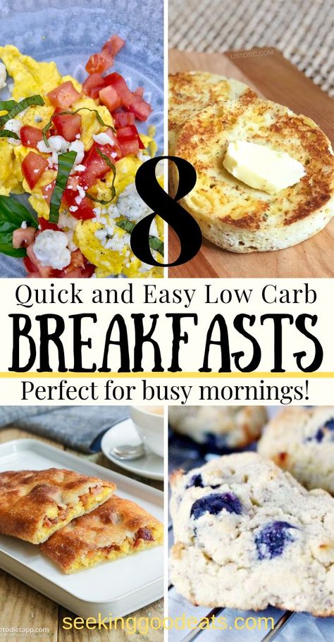 Mornings can be nuts and making a healthy breakfast is a challenge, right? Try these quick and easy low carb breakfast ideas. These low carb breakfast recipes have all been tested and taste great! Going low carb or keto doesn't mean you have to sacrifice the things you love. These keto recipes can be either whipped together in a hurry or made ahead of time so you can eat all week. #keto #ketogenic #lowcarb #healthybreakfast #sugarfree #breakfast #glutenfree #eggs #lchf #seekinggoodeats Easy Low Carb Breakfast Ideas, Low Carb Breakfasts, Low Carb Breakfast Ideas, Easy Low Carb Breakfast, Carb Breakfast Ideas, No Carb Breakfast, Healthy Low Carb Breakfast, Ketogenic Breakfast, Keto Breakfast Smoothie