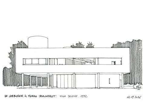 https://flic.kr/p/MiYx1W | Le Corbusier, villa Savoye | façade sud-ouest Villa Savoye Drawing, Le Corbusier Architecture Sketch, Villa Savoye Sketch, Villa Drawing, Le Corbusier Sketch, Le Corbusier Drawings, Buildings Sketch Architecture, Le Corbusier Villa Savoye, Architecture 101