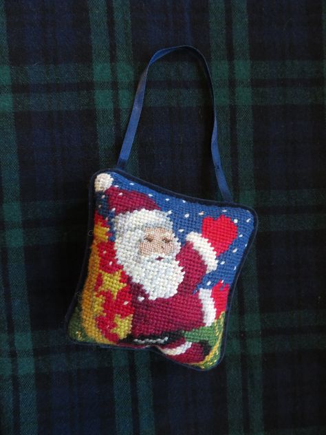 Santa Needlepoint Pillow Ornament Stuffed Santa Claus Christmas Ornament Handmade Needlepoint Finishing Ideas, Santa Needlepoint, Needlepoint Ornaments, Needlepoint Pillow, Athens Ga, Needlepoint Pillows, Santa Claus Christmas, Clothing And Textile, Handmade Christmas Ornaments