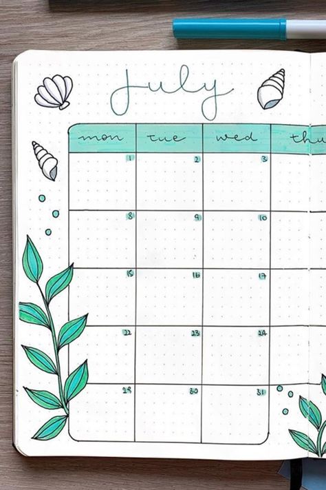 Want to switch things up in your bujo and need some monthly spread inspiration!? Check out these super cute examples for ideas to get started! Journal Ideas For July, Journal D'inspiration, Bullet Journal Titles, Bullet Journal Month, Bullet Journal 2020, Week Planner, Creating A Bullet Journal, Bullet Journal Banner, Bullet Journal Notes