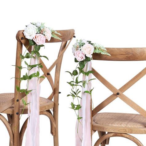 DORIS HOME Wedding Aisle Decorations Pink Pew Flowers Set of 10 for Wedding Ceremony Party Chair Decor with Artificial Flowers Eucalyptus and Ribbons Wedding Aisles, Pew Flowers, Party Chair, Pew Decorations, Flowers Eucalyptus, Aisle Decorations, Party Chairs, Chair Decor, Wedding Aisle Decorations