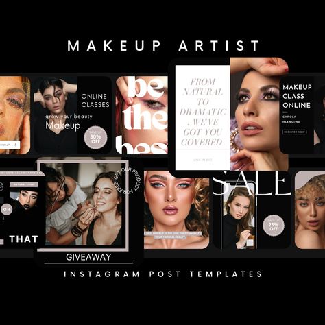 Makeup Artist Instagram Post Templates | Beauty Salon Templates | Beauty Skincare Instagram Templates | MUA Templates | Esthetician Post #white #black #muatemplates #makeupartist #makeuptemplate #makeuptemplates #beautyinstagram #makeupposts Models Wanted Instagram Post, Lash Post Ideas, Makeup Artist Instagram, Beauty Giveaway, Skincare Instagram, Artist Instagram, Publication Instagram, Instagram Grid, Instagram Layout