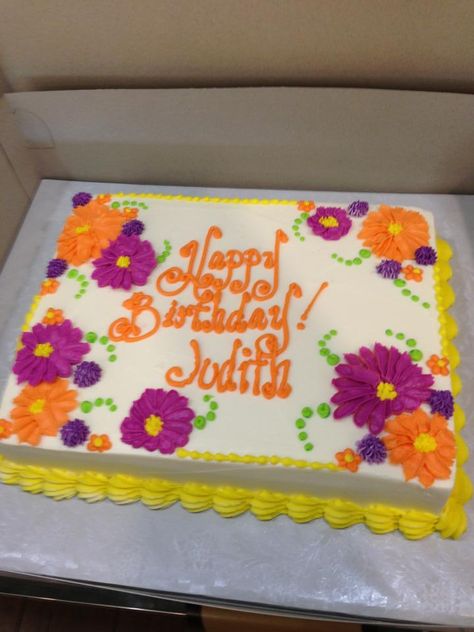 Bright flowers birthday cake, Sugarnomics Cake Studio Guam Bright Flower Birthday Cake, White Sheet Cakes, Flowers Birthday Cake, Colourful Birthday, Crazy Cake, Flower Birthday Party, Cakes Decorating, Birthday Sheet Cakes, Cake Hacks