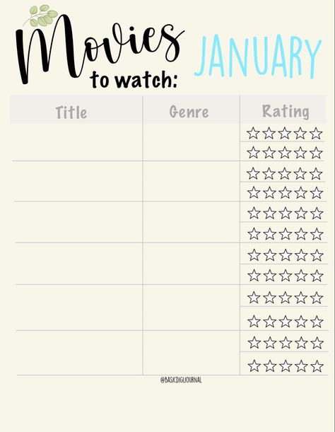 Movies To Watch Template, Movie Rating Template, Movie Watch List, Couple Movie, Movie Tracker, Attendance Sheet, Sheet Template, Digital Planning, Daily Planner Template