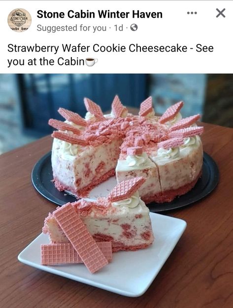 Strawberry Wafer Cheesecake, Strawberry Wafer Cake, Golden Oreo Strawberry Cheesecake, Cheesecake With Vanilla Wafer Crust, Strawberry Wafer Cookie Cheesecake, Cheesecake Cupcakes With Vanilla Wafers, Strawberry Cheesecake Caseoh, Cheesecake Cookies, Wafer Cookies