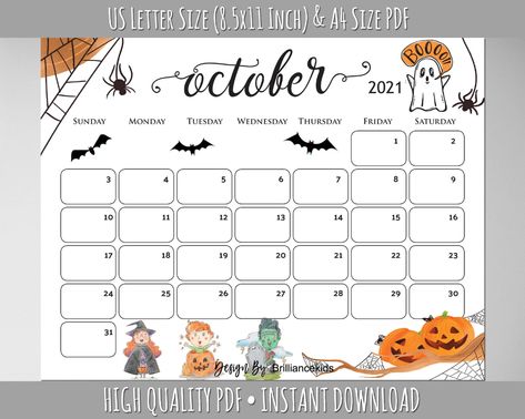 October Month Calendar 2023 Halloween Planner Printable Pumpkin Spiders Webs Boo Ghost Kids Cute Halloween Planner Printable - Etsy | Monthly Printable Planner by  Alan Wilkinson October White Board Ideas, Month Calendar 2023, Free Spooky Fonts, Calendar Doodles, October Planner, Fall Fonts, Halloween Calendar, October Month, Calendar Themes