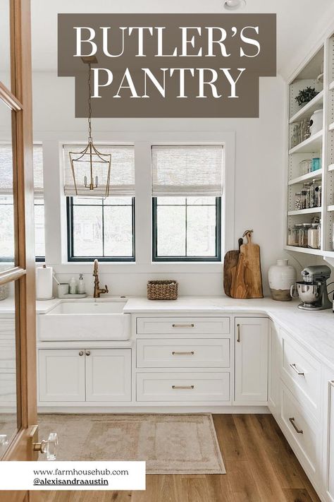 Butler's Pantry Butler Pantry Organization, Modern European Farmhouse, Butlers Pantry Ideas, European Farmhouse Kitchen, Farmhouse Pantry, European Farmhouse, Butlers Pantry, Sleek Storage, Pantry Ideas