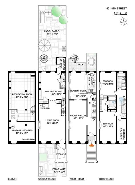 451 8th Street in Park Slope, Brooklyn | StreetEasy Penthouse Apartment Floor Plan, Brick Townhouse, Townhouse Plans, Brownstone Homes, Nyc House, Townhouse Apartments, Brooklyn Townhouse, Nyc Townhouse, Park Slope Brooklyn