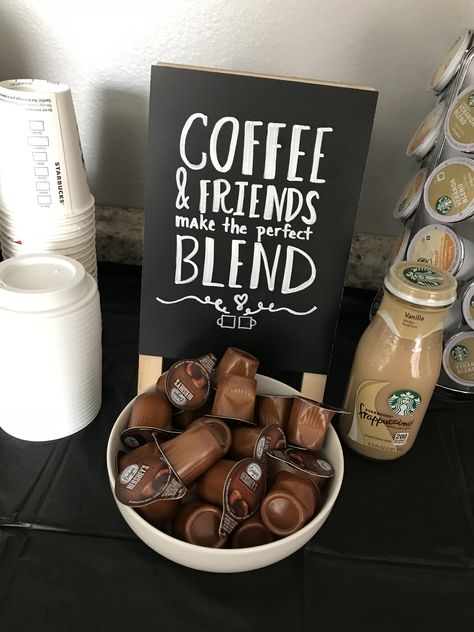 Coffee Birthday Theme Ideas, Starbucks Birthday Party Food Ideas, Coffee Theme 1st Birthday, Coffee Decorations Party, Coffee Bar Birthday Party Ideas, Coffee Birthday Party Ideas, Coffee Themed Party Birthday, Birthday Coffee Bar, Graduation Coffee Bar Party Ideas