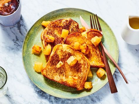 21 Breakfast Ideas Without Eggs So You Don't Have to Buy a Carton Coconut Milk French Toast, Milk French Toast, French Fridge, Pineapple Cocktail Recipes, Breakfast Ideas Without Eggs, Cooked Pineapple, Pineapple Syrup, Roasted Pineapple, Coconut Milk Recipes