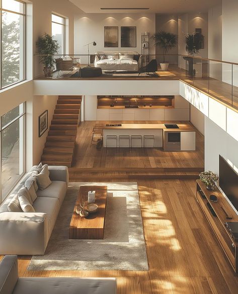 Mezzanine House Design, Mezzanine House, Loft House Design, Casa Loft, Japanese Style House, Tiny House Interior Design, Southern House, Tiny House Layout, House Dream