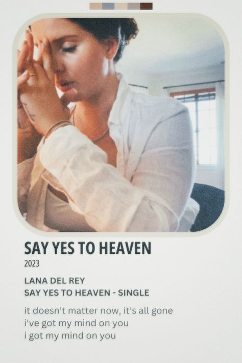 Minimalist Song Poster Minimalist Song Poster, Say Yes To Heaven, To Heaven, Say Yes, Minimalist Poster, Lana Del Rey, I Got This, You And I, Songs