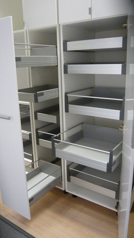 Ikea Kitchen Corner, Pantry Options, Ikea Kitchen Drawers, Kitchen Corner Pantry, Diy Pull Out Shelves, Ikea Pantry, Pantry Interior, Pull Out Pantry, Pantry Drawers