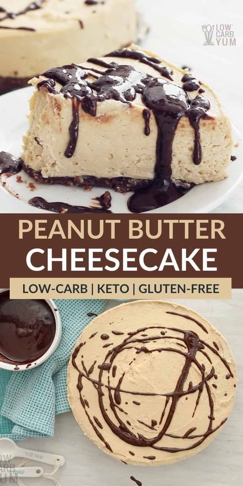 No bake peanut butter cheesecake can be enjoyed any time of year. It’s a low carb keto cheesecake to satisfy cravings for peanut butter and chocolate. Keto Peanut Butter Cheesecake, No Bake Peanut Butter Cheesecake, Dinner Recipes Healthy Low Carb, Keto Peanut Butter, No Bake Peanut Butter, Low Carb Low Fat Recipes, Low Carb Peanut Butter, Low Carb Cheesecake, Low Carb Low Sugar