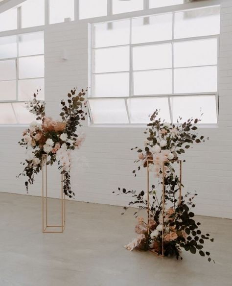 Wedding Pillars, Wedding Backdrop Design, Wedding Image, Wedding Arbour, Warehouse Wedding, Flower Installation, Polka Dot Wedding, Wedding Ceremony Flowers, Flower Stand