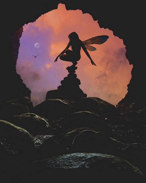 Black Fairy Pfp, Moon Fairy Aesthetic, Fae Forest, Fairy Pfp, Tiktok Wallpaper, Fae Folk, Colorado Photography, Fairy Paintings, Moon Fairy