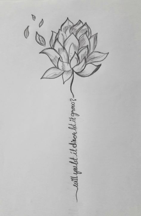 Lotus Flower Tattoo With Words As Stem, Flowers With Words Tattoo Stems, Lotus Flower With Stem Tattoo, Flower And Stem Tattoo, Flower With Word Stem Tattoo, Flower Tattoo With Words As Stem, Stem Tattoo, Bloom Tattoo, Soul Tattoo