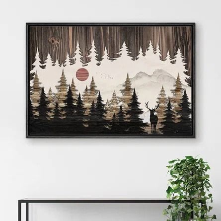 IDEA4WALL Wood Panel Effect Mountain Forest Nature Landscapes Framed On Canvas Print | Wayfair Mountain Forest, Forest Nature, Hanging Posters, Wood Panel, Wood Paneling, Framed Canvas Prints, Wood Wall Art, Canvas Print Wall, Wood Art