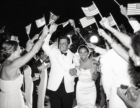 14 Fun Fourth of July Wedding Ideas (they can get flags or sparklers, but I like sparklers better..) Fourth Of July Wedding, July 4th Wedding, Classic Wedding Details, Wedding Flags, Patriotic Wedding, Wedding Send Off, Wedding Exits, Bridesmaids Photos, July Wedding