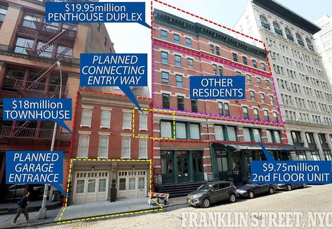 Taylor Swift's $50M NYC compound takes shape with new renovations | Daily Mail Online Nyc Apartment Floor Plans, Townhouse Garage, Taylor Swift Nyc, Taylor Swift House, New Townhouse, Nyc House, Townhouse Interior, Apartment Exterior, Duplex Plans