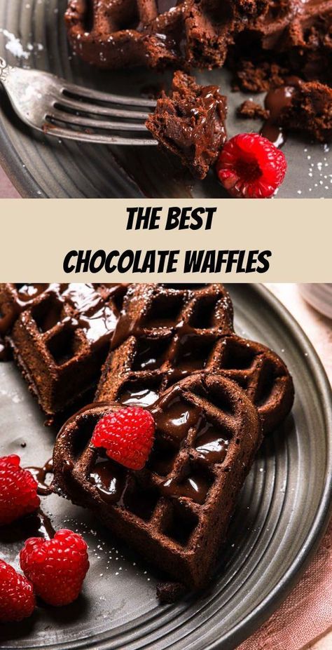 Homemade chocolate waffles are the perfect breakfast, snack, and chocolate lover recipe. Crispy on the outside, light and tender on the inside, and easy and fun to make. #baking #chocolate #waffles #chocolaterecipe #wafflesrecipe #valentine #valentinerecipe #wafflerecipe Easy Chocolate Bars, Chocolate Waffle Recipe, Best Waffle Recipe, Best Chocolate Cupcakes, Waffle Iron Recipes, Dessert Waffles, Chocolate Muffin Recipe, Waffle Maker Recipes, Waffles Easy