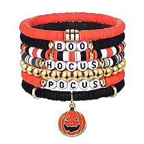 Bracelets Halloween, Bracelets Heishi, Chunky Gold Bracelet, Heishi Bracelets, Vinyl Disc, Bat Pumpkin, Ghost Bat, Preppy Bracelets, Summer Beach Jewelry