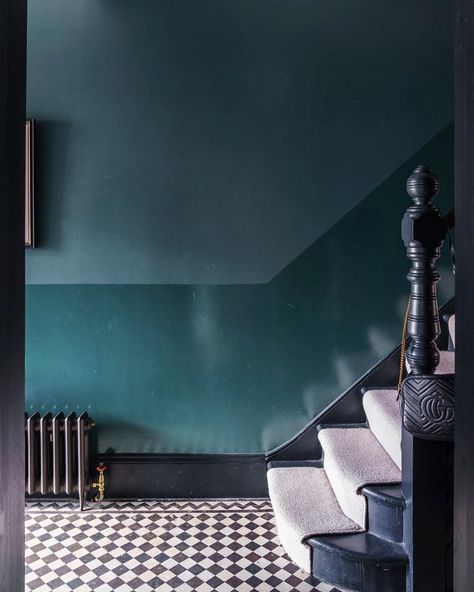 Farrow & Ball on Instagram: “Double tap if you love this half gloss, half matt look as much as we do. ⚡️ The combination of two hard wearing finishes, Modern Emulsion…” Baby Blue Paint, Teal Paint Colors, Blue Hallway, Inchyra Blue, Dark Blue Paint, Farrow & Ball, Oval Room Blue, Hallway Colours, Light Blue Paints