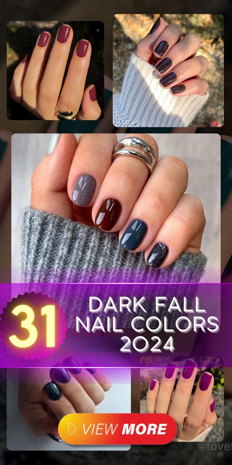 Dark Fall Nail Colors 2024: 31 Ideas to Embrace the Season - Fall Update 2024 Fall Nails Jewel Tone, Navy Blue And Burgundy Nails, Navy And Burgundy Nails, Opi Gel Polish Colors Winter, Nail Polish For Pale Skin, Navy Fall Nails, Cute Fall Nails Simple, Fall Nails 2024 Color Trends, Almond Nails Ideas Fall