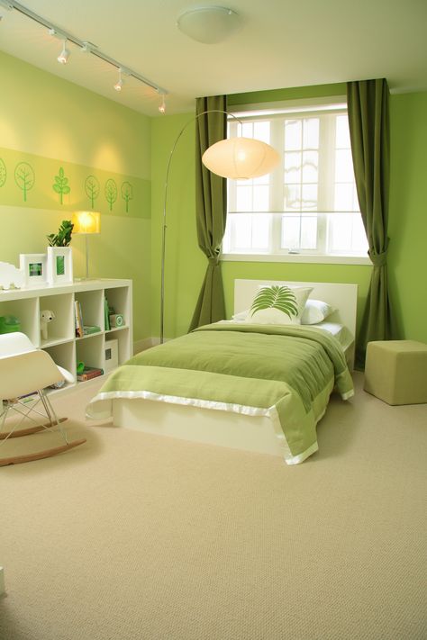 Kids Room, good for a young boy or girl. Bedroom Painting Ideas, Green Bedroom Paint, House Vastu, Luxury Room Design, Room Color Combination, Bedroom Painting, Indian Bedroom Decor, Bedroom Color Combination, Kitchen Modular