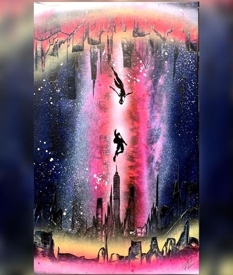 Nathan Salmon- Spray Paint Art on Instagram: "Well. I’ve now done my last event for 2021. It was really good to be painting live again. I’ll still be taking orders all through the winter and can’t wait to see you all again come spring :). 24x36 canvas- Spray Paint #art #spiderman #artwork #comiccon #spraypaint #artist #spraypaintart #comics #commissionsopen #spiderverse #spidermanintothespiderverse #spidergwen #spider" Cool Spray Paint Ideas, Spray Paint Projects Art, Spraypaint Art Ideas, Diy Spray Paint Art, Noah Sweetwine, Spray Paint Art Ideas, Laptop Painting, Spray Paint Ideas, Spray Paint Artwork